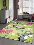 CARPETIA Kinderteppich Spielteppich Kinderzimmer Mädchen Teppich Schmetterling grün Größe 160x230 cm