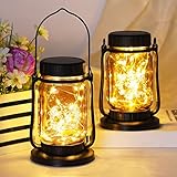 KOOPER Solarlampen für Außen Graten 2 Pack, Vintage Glas Solarleuchten Garten mit 30 LED Lichterkette, Wasserdicht Retro Garten Deko Solar Weihnachtsbeleuchtung für Outdoor, Balkon, Patio(Warmweiß)