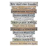 Planken-Schild 'Familienregeln', Wandbild, Dekoschild, Holz-Latten