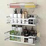 stusgo Duschkorb ohne Bohren, Duschkörbe Selbstklebend, Dusch Organizer mit 4 Haken, Rostfrei Shampoo Halterung für Badezimmer, SUS304 Edelstahl Shower Caddy, 3 Stück