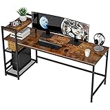 HOMIDEC Schreibtisch, Computertisch mit Bücherregal, Studiencomputer-Laptoptisch mit 4 Tier DIY Lagerregalen Schreiben Tisch für Home Office Schlafzimmer 160x60x110cm