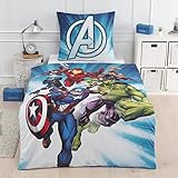 Marvel Avengers Bettwäsche Bettbezug 135x200 80x80 Baumwolle · Kinderbettwäsche Teenager-Bettwäsche Hulk, Captain America · Fanartikel