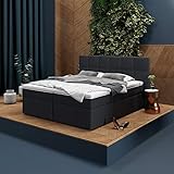 INNOCENT® - P8 | Boxspringbett 180x200 in Anthrazit Stoff N14 | Gel & Visco 7cm Topper | 7-Zonen Taschenfederkern | H2 / H3 Härtegrad | HB01| Designerbett