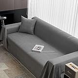 Mqing Sofabezug Aus Baumwollleinen, Couchbezug, Decke, Kratzmöbelschutz Für Hunde Und Katzen, Sofaüberwurf, Maschinenwaschbar-Hellgrau-180×280cm