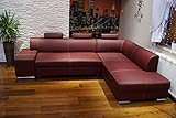 Quattro Meble Ecksofa London II 3z 275 x 200 Echtleder mit Ziernaht Sofa Couch mit Bettfunktion und Bettkasten Echt Leder Eck Couch große Farbauswahl