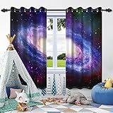 SDOTPMT 140x229cm Universe Fenster Vorhang Außenraum Galaxie Sternenhimmel Nebel Fenster Vorhänge Solar Planet Fenster Behandlung für Jungen Mädchen Schlafzimmer Dekor Blackout Vorhänge,2 Panels