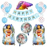 Hilloly Moana Party Balloons, 18 PCS Moana Party Supplies Dekoration Luftballons Theme Birthday Party Folienballons für Moana Themenparty Moana Partydekorationen Birthday Party Set für Kinder