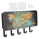 Zerodeko Schlüsselhaken Aus Holz An Der Wand Montierter Schlüsselhalter Schlüsselanhänger Aus Metall Kleiderhaken Aus Holz Kleiderbügel Bauernhaus-Garderobe Schlüsselbrett Aus Holz