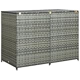 TECHPO Doppel-Mülltonnen-Schuppen aus Polyrattan, anthrazit, 148 x 77 x 111 cm, mit Farbe: Anthrazit
