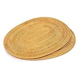 Bahderaus 2 StüCk Ovales Rattan Tischset, Handgewebtes NatüRliches Rattan, ZubehöR für Tee Zeremonien, Geeignet für Essen, KüChe Usw.