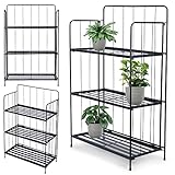 Vilde Pflanzenregal Blumenregal Pflanzenständer Blumensäule Pflanzentreppe 3-stufig aus Metall schwarz für Blumentöpfe 58x28x90,5 cm
