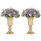 NUPTIO 2 Stück Geblühte Metall Trompetenvase Elegante Vase mit Mittelstücken für Hochzeitsfeiern, 23.2cm Hoch, Künstliche Blumenarrangements für Die Jubiläumsfeier