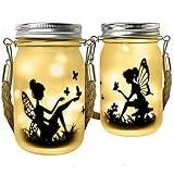 Solar-Einmachglas-Lichter | 2 Stück hängende Solar-Gartenlaternen mit 30 LED-Leuchten - Hängende Glas-Solar-Einmachglas-Lichter für Tisch, Hof, Garten, Terrasse, Rasen Dingc