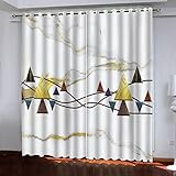 SAKKAI Gardinen Schlafzimmer Mit Ösen, Vorhang Wärmeisolierend 3D Einfache Geometrische Textur Muster Verdunkelungsvorhang Kinderzimmer Junge Mädchen, Wohnzimmer Modern Ösenvorhang 2Er Set 220X214cm