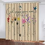 Vorhänge Blickdicht Verdunkelungsvorhang Gardinen Mit Ösen 260X280cm(HxB) 2Er Set 3D Bunter Blumenvogel Druck Schlafzimmer Wohnzimmer Fensterdekoration Schallschutz Vorhang