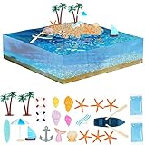 OFFCUP Mini Stranddekorationen, 27pcs Miniatur Dekoration, Kleine Palme Deko Accessoires, Miniatur-Ornament-Set Strand-Mikrolandschaf für DIY Fee, Garten, Puppenhausdekoration Geburtstagsgeschenk