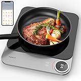 TOKIT Induktionskochfeld 2100W Einzel Induktionskochplatte tragbar 99 Leistungsstufe mit OLED Display, Timer, 20mm Ultradünn APP Kontrol Temperatursensor