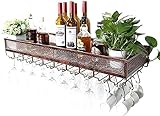 Bartheke, schwebende Regale, Weinregal, Wandregal, Flaschen- und Glasregal, antikes Weinregal, Dachboden, Vintage-Wandregal, Bronze, 80 x 35 cm