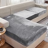 Rosnek Sofa Sitzkissenbezug für 2-Sitzer, Samt Stretch Bezug für Sofa Sitzkissen, Elastische Couchüberzüge, Sofasitzbezug Schonbezug Schutz Sofabezug L-förmiger Ecksofas (1 Stück, Grau)