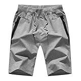 Herren Cargo Shorts Lässige Freizeit Jogginghose Wanderhose Running Tennis Cargohose Short Freizeithose Laufshorts Casual Outdoor Kurze Hose Abeitshose Sommer Sport Hose Für Männer（M,1-Light Gray）