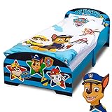 PAW Patrol Kinderbett 70 x 140 cm | Kinderbett für Jungen und Mädchen ab 2 Jahren | Kinder Bett mit Rausfallschutz & Lattenrost | Kinderzimmermöbel mit coolem Design