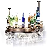 ESSBAG Weinregal, Rustikale Weinregale zur Deckenmontage mit Eisenketten-Stützrahmen, Getränkehalter aus Metall, Deckendekorationsregal