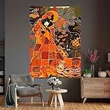 Color Duty Afrikanisches schwarzes Mädchen, Wandteppich, Wandbehang, 101,6 x 152,4 cm, Afrika, Aborigines, Savanne, Malmuster, Wandteppich, Elefant, Wildtiere, ästhetische Kunst, Wandteppiche für