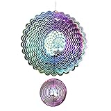 TFANUO Edelstahl Windspiel 3D Hängende Wind Spinner 25cm Leicht Drehendes Kinetic Windmobile Fenster- und Garten-Dekoration