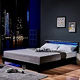 Home Deluxe - LED Bett Astro - Schwarz, 180 x 200 cm - inkl. Matratze und Lattenrost I Polsterbett Design Bett inkl. Beleuchtung