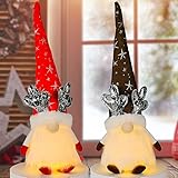 2 Stück beleuchtete Weihnachtswichtel Dekorationen, beleuchtet kurzes Bein Plüsch Wichtel Weihnachtsdekoration mit LED, schwedischer Weihnachtsmann Tomte Gnom für nordische Xmas Home Holiday Festival