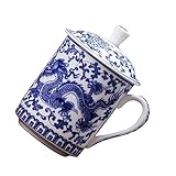Cabilock 1 Set Blaue Und Weiße Porzellan-Teetasse Retro-Trinkgläser Espresso-Kaffeetassen Tragbare Tasse Keramik-Teetasse Mit Griff Tragbare Teetasse Porzellan-Teetasse