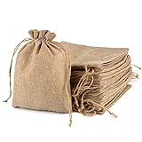 CLTPY 25 Stück Jutesäckchen mit Kordelzug, Jute Beutel 10 x 14 cm Baumwollsäckchen Stoffbeutel für Adventskalender Geschenksäckchen für Hochzeit Mitbringsel Weihnachten