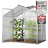 GFP Gewächshaus ECO 2 Alu-Rahmen 192x131 cm, 8 mm Doppelstegplatten formstabil & witterungsbeständig - Made in Austria