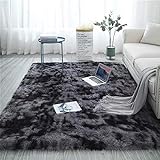 Aujelly Soft Area Rug Schlafzimmer Shaggy Teppich Zottige Teppiche Flauschige Bunte Batik-Teppiche Carpet Neu Dunkelgrau 60 x 120 cm