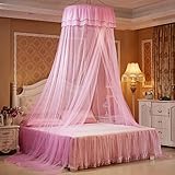 Voici et Voila Moskitonetz Betthimmel Baby Doppel Teenager Mädchen Kinder Prinzessin Zubehör Dekoration Kinderzimmer Spitze Romantische Rosa