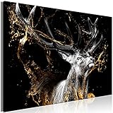 murando Wandbild Mega XXXL Hirsch 165x110 cm Einteiliger XXL-Format Kunstdruck zur Selbstmontage Leinwandbilder moderne Bilder DIY Wanddekoration Wohnung Deko Tier Abstrakt schwarz gold g-C-0329-ak-a