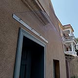 Türvordach Außen,Haustürvordach,Fenstermarkisen,3,5mm Transparente Polycarbonat Abdeckung,Wasserdichte Vordach Für Haustür,Türdach,Regen,Schnee Und Uv-beständig Unsichtbare,Clear-40x340cm/15.7*134in