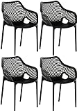 CLP XL-Bistrostühle Air I Stapelstühle Air Aus Kunststoff Mit 44 cm Sitzhöhe I Outdoor-Stühle Mit Wabenmuster, Farbe:schwarz