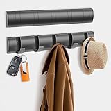 Cocolemon 2 Stück Wandgarderoben aus Metall, Garderobe mit 5 Gefalteten Haken, Große Tragende Aluminium-Kleiderhaken, Hängende Gegenstände für Badezimmer, Küche, Eingangsbereich, Grau