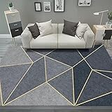 RUGMRZ Teppich Eingangsbereich Innen Gewebter Teppich Grauer rechteckiger geometrischer Muster Schlafzimmer Teppich schimmel beständig anpassbar Teppich Draußen 90X150CM