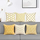 Alishomtll 6er Set Kissenbezug Outdoor Kissenhülle Geometrische Muster Zierkissenbezüge Deko für Couch Zimmer Polyester 45 x 45 cm, Gelb