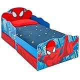 Hellohome 509 SDR Spiderman Children's Bed with Bright Eyes and Substrate Container, Wood, Red, 142 x 77 x 64 cm