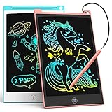 LCD Schreibtafel 2 Pack, 8.5 Zoll Tablet für Kinder und Erwachsene, Löschbarer, Wiederverwendbarer Schreib-Zeichenblock, mit Abschließbar Löschen-Taste (Blau+Rosa)