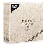 Papstar, 50 Servietten 'ROYAL Collection' 1/4-Falz 40 cm x 40 cm champagner 'Damascato', #84995