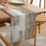 Tischläufer Modern Baumwolle Leinen Akzent Braun Double Layer Thick Dekoratives Tuch für Party, Abendessen, Urlaub, Küche, Bankett, Restaurant, Außenbereich, 33 x 183 cm, Maschinenwaschbar