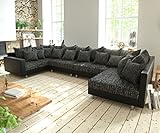 DELIFE Couch Clovis XL Schwarz mit Armlehne Wohnlandschaft Modulsofa