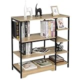 eSituro Mehrzweckregal Küchenregal Standregal Bücherregal Metallregal Treppenregal Leiterregal Stufenregal Aufbewahrungregal 9 Ablagen für Badezimmer Küche Diele modern Stil Schwarz+Eiche 90x40x95CM