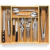 budu Besteckkasten #38 (38cm) aus Bambus - Schubladen Ordnungssystem für die Küche - Besteckkasten für Schubladen aus Bambus - Ausziehbar - Kitchen drawer organizer - Kitchen organizer