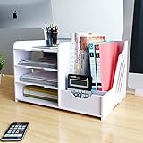 PUNCIA Office Desktop Supplies Magazin Aktenhalter Rack Schreibtisch Aufgeräumter Aufbewahrungsorganisator für Dokumenten Briefablage A4 Papier Bücher Notebooks Schreibwaren für Schulbüro