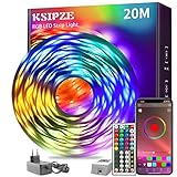 KSIPZE Led Strip 20m RGB LED Streifen mit Fernbedienung Bluetooth Musik Sync Timer-Einstellung Dimmbar Farbwechsel Led Lichterkette Lichtband Leiste Band für Zuhause Partei deko